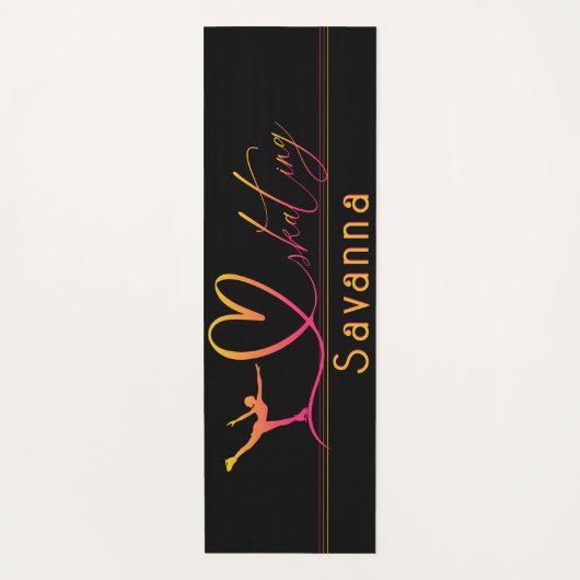 Tapis De Yoga "I love Skating" figure patinage nom personnalisé (Devant)