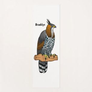 Tapis De Yoga Illustration de dessin animé d'aigle huppé ornée