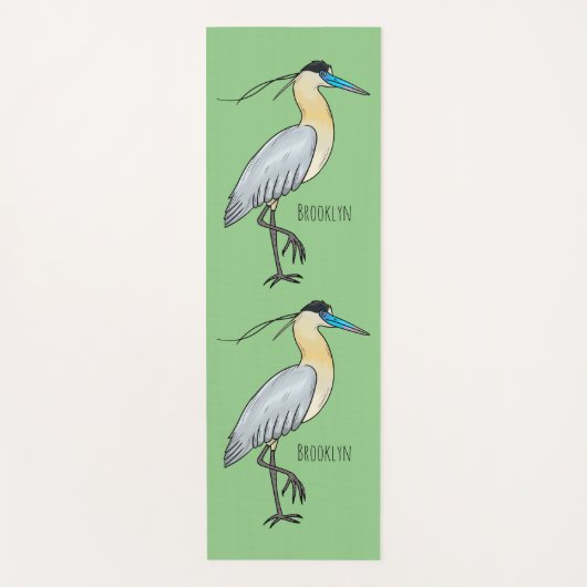 Tapis De Yoga Illustration de dessin d'oiseau de héron plafonné (Devant)