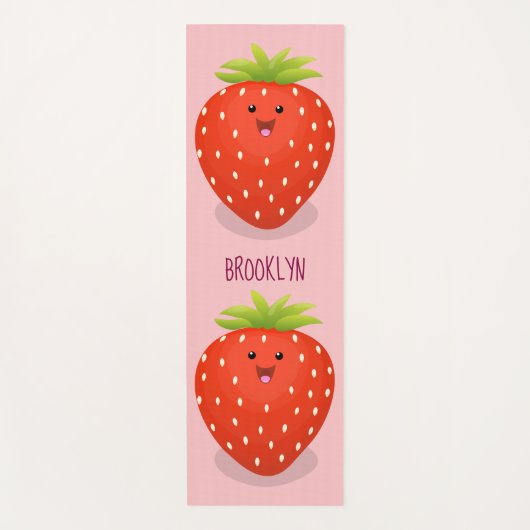 Tapis De Yoga Illustration de la fraise Cute kawaii (Devant)