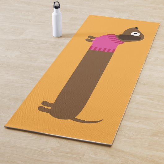 Tapis De Yoga Illustration de mignons longs Dachshund (En situation)