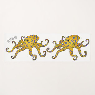 Tapis De Yoga Illustration de poulpe à anneau bleu