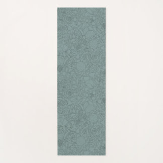 Tapis De Yoga Illustration d'encre d'art florale en Turquoise