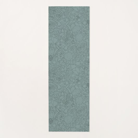 Tapis De Yoga Illustration d'encre d'art florale en Turquoise (Devant)