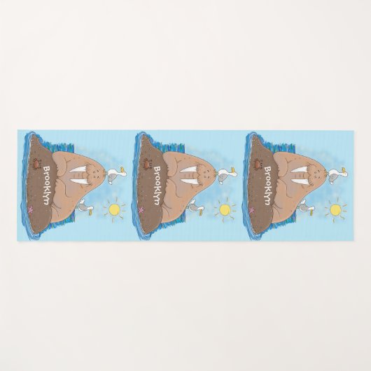 Tapis De Yoga Illustration drôle de morse joyeux (Devant (Horizontal))