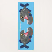 Tapis De Yoga Illustration drôle de piranha affamée (Dos)
