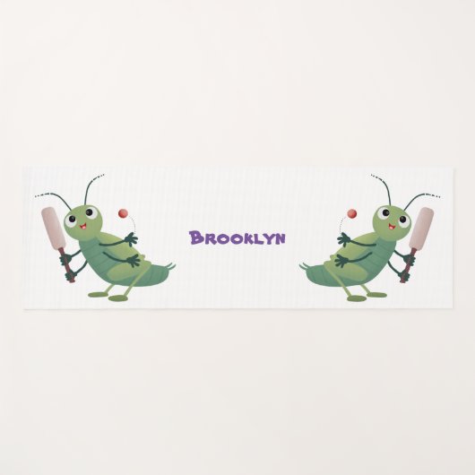 Tapis De Yoga Illustration d'un insecte du cricket vert mou (Devant (Horizontal))