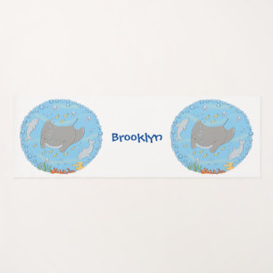 Tapis De Yoga Illustration d'une mignonne raie manta et de bulle