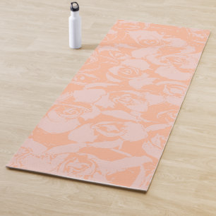 Tapis De Yoga Illustration florale rose corail Motif botanique