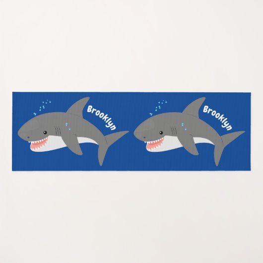 Tapis De Yoga Illustration joyeuse du grand requin blanc (Devant (Horizontal))