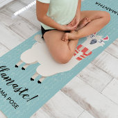 Tapis De Yoga Illustration Llamaste Green Llama