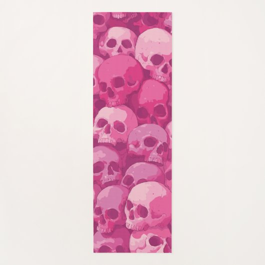 Tapis De Yoga Illustration Pop Art à motif de crâne rose (Devant)