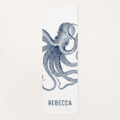 Tapis De Yoga Illustration Royal Blue Octopus (Devant)