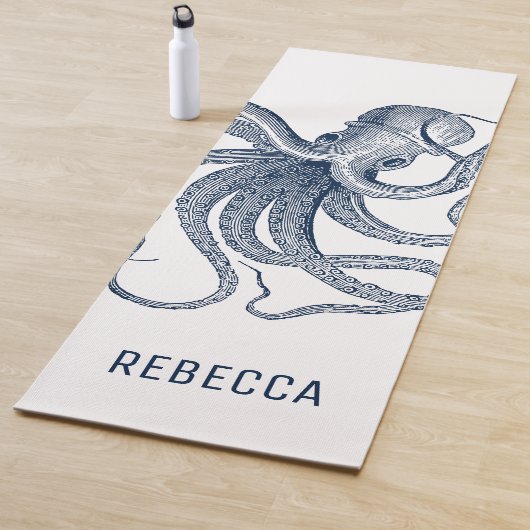 Tapis De Yoga Illustration Royal Blue Octopus (En situation)