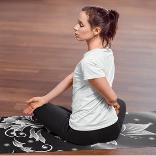 Tapis De Yoga Imaginaire Floral Noir Et Blanc Papillon Votre Nom