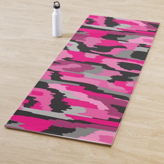 Tapis De Yoga Impression Abstraite rose et noire (En situation)