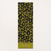 Tapis De Yoga Impression animale léopard vert olive monogramme n (Devant)