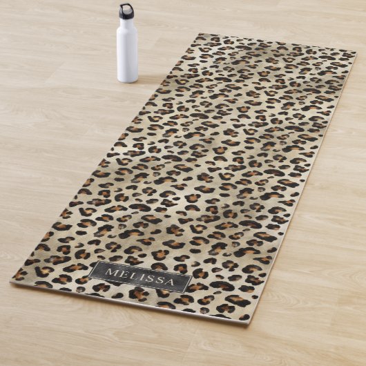 Tapis De Yoga Impression d'animal léopard avec fausse feuille no (En situation)