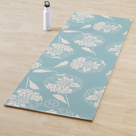 Tapis De Yoga Impression de bloc bleu dahlia sur mesure tendance (En situation)