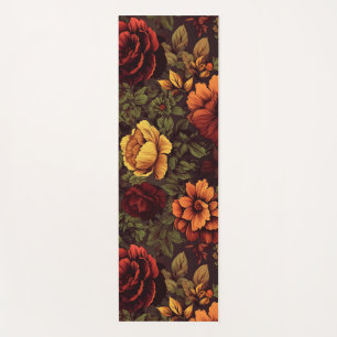 Tapis De Yoga Impression de fleurs vintage couleur rouille
