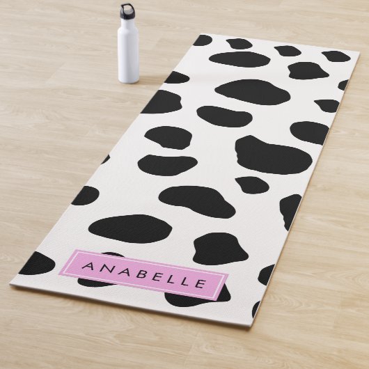 Tapis De Yoga Impression De Vache, Spots De Vache, Noir Et Blanc (En situation)