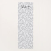 Tapis De Yoga Impression Florale Blanche Et Grise (Dos)