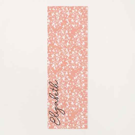 Tapis De Yoga Impression florale rose et blanc (Devant)