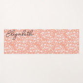 Tapis De Yoga Impression florale rose et blanc (Devant (Horizontal))