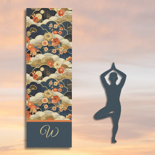 Tapis De Yoga Impression rétro de style japonais avec fleurs et