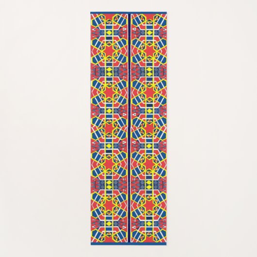 Tapis De Yoga imprimé abstrait rouge blanc jaune (Devant)