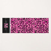 Tapis De Yoga Imprimé Animal Léopard Monogramme Rose (Devant (Horizontal))