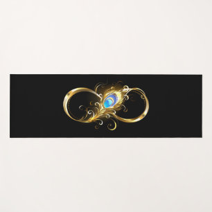 Tapis De Yoga Infinité avec plume de paon doré