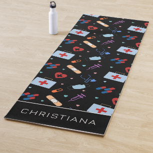 Tapis De Yoga Infirmière RN personnalisée Docteur Motif Médica