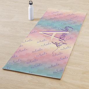 Tapis De Yoga Inhale Exhale Dream Big Motivational Pastel Ombre