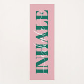 Tapis De Yoga Inhale exhale la citation moderne vert rose (Devant)