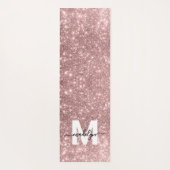Tapis De Yoga Initiale du nom à paillettes rose gold Girly Blush (Dos)