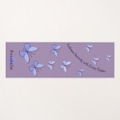 Tapis De Yoga Initiale & Nom Bleu Papillon Fsenterie Lavande (Devant (Horizontal))
