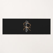 Tapis De Yoga Initiales de monogramme en or blanc nom écriture é (Devant (Horizontal))