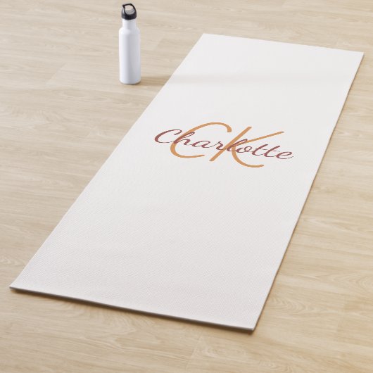 Tapis De Yoga Initiales de monogramme en or blanc nom script (En situation)