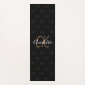 Tapis De Yoga Initiales de monogramme en or noir nom script élég (Devant)