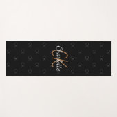 Tapis De Yoga Initiales de monogramme en or noir nom script élég (Devant (Horizontal))