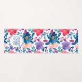 Tapis De Yoga Initiales de script de calligraphie bleu marine mo (Devant (Horizontal))