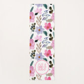Tapis De Yoga Initiales de script rose floral personnalisées (Devant)