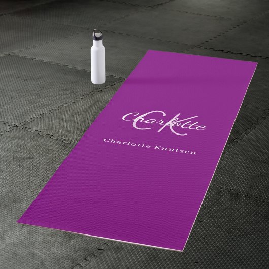 Tapis De Yoga Initiales monogramme nom violet