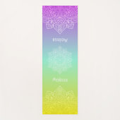Tapis De Yoga Iridescent Teal Rainbow Gradient Mandala With Name (Devant)