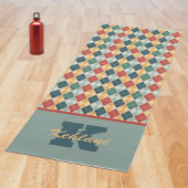 Tapis De Yoga Jacquard Arlequin Retro Red Gold Green Monogram