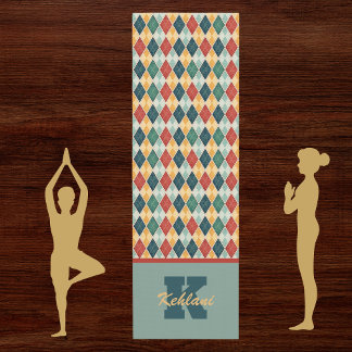 Tapis De Yoga Jacquard Arlequin Retro Red Gold Green Monogram