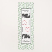 Tapis De Yoga J'aime YOGA script Green Feuille Motif Monogramme (Devant)