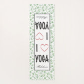 Tapis De Yoga J'aime YOGA script Green Feuille Motif Monogramme (Dos)