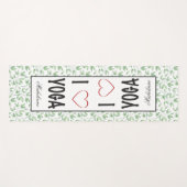 Tapis De Yoga J'aime YOGA script Green Feuille Motif Monogramme (Devant (Horizontal))